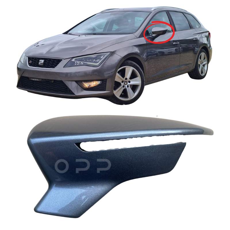 Seat Leon 2012-2021 Door Wing Mirror Cover Painted Metallic Grey