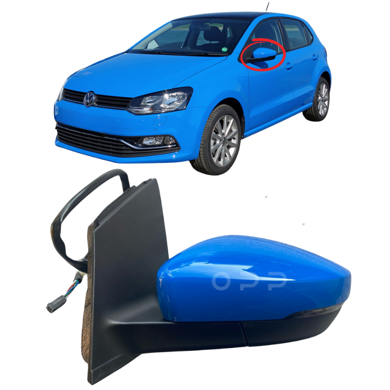 VW Polo 6R 2009-2016 Door Wing Mirror Complete Painted Cornflower Blue