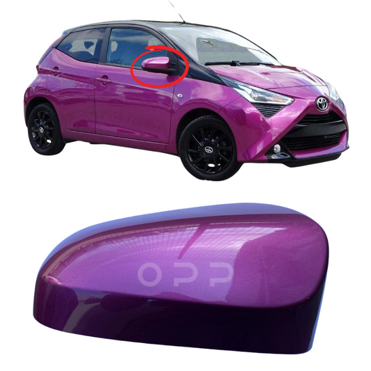 Toyota Aygo 2014-2022 Door Wing Mirror Cover Painted Reddish Purple