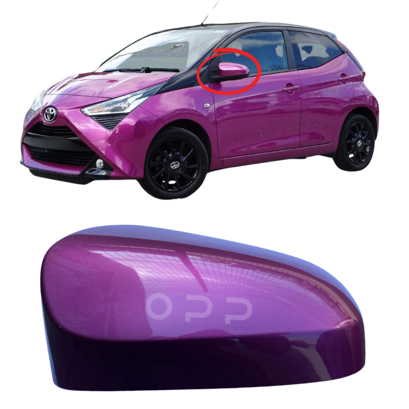 Toyota Aygo 2014-2022 Door Wing Mirror Cover Painted Reddish Purple