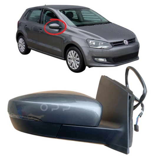 VW Polo 6R 2009-2016 Door Wing Mirror Complete Painted Pepper Grey