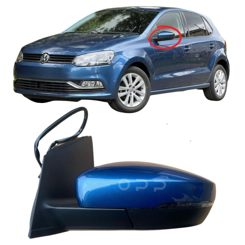 VW Polo 6R 2009-2016 Door Wing Mirror Complete Painted Blue Silk