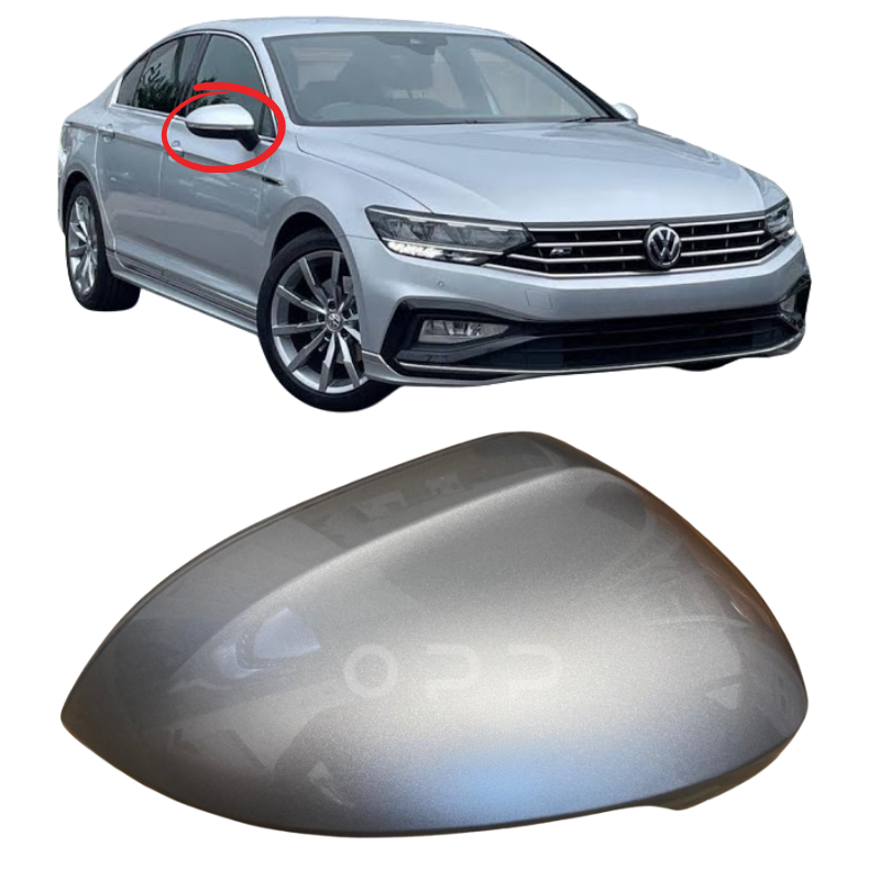 VW Passat MK7 B8 2015- Door Wing Mirror Cover Painted Reflex Silver LA7W