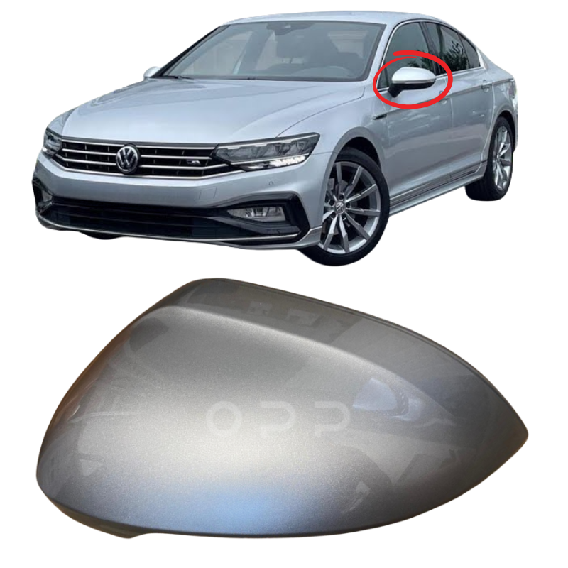 VW Passat MK7 B8 2015- Door Wing Mirror Cover Painted Reflex Silver LA7W