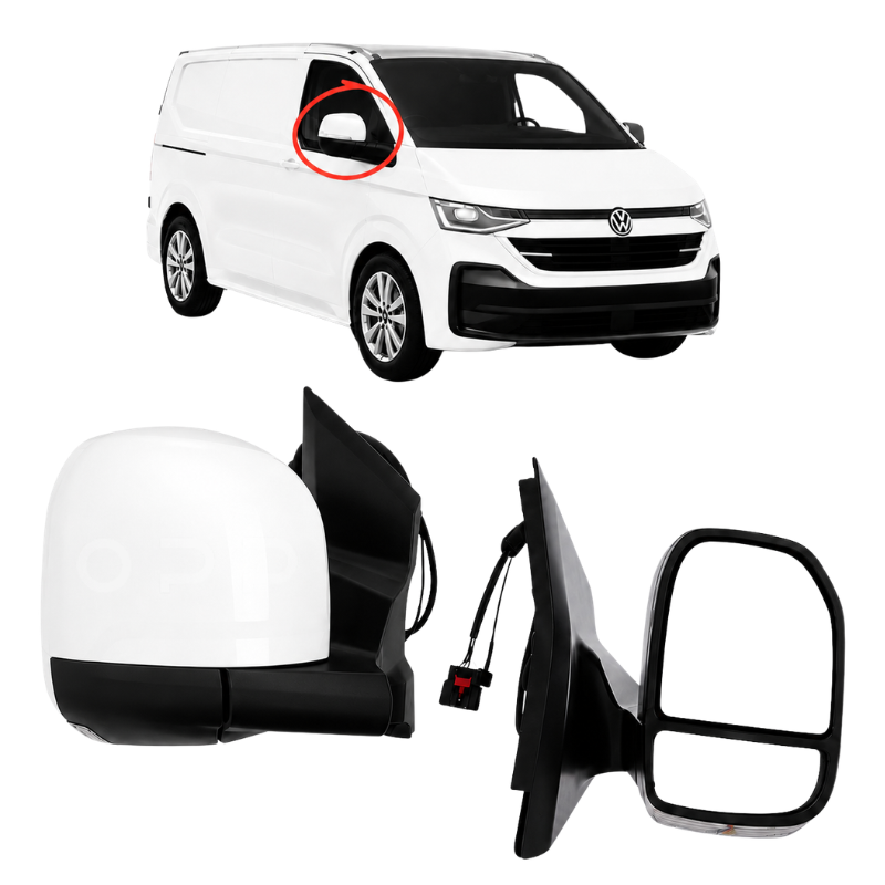 VW Transporter T7 2025- Door Wing Mirror Complete Painted Candy White Power-Fold