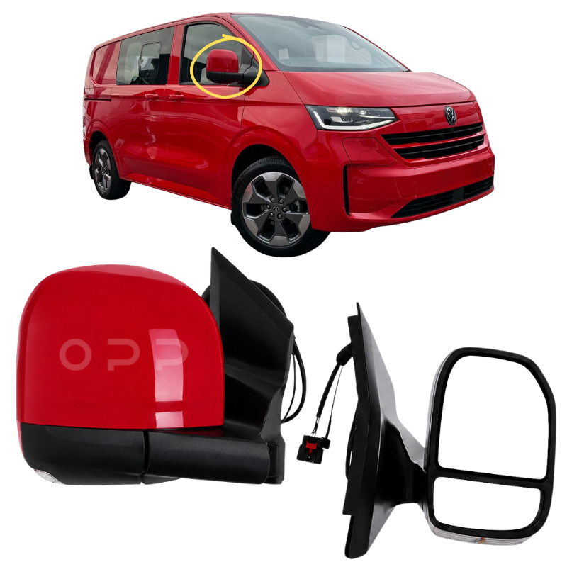 VW Transporter T7 2025- Door Wing Mirror Complete Painted Fortana Red Power-Fold