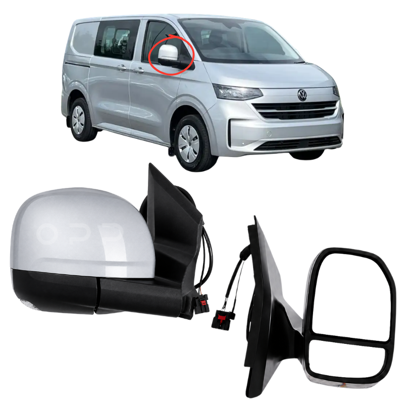 VW Transporter T7 2025- Door Wing Mirror Complete Painted Mono Silver Power-Fold
