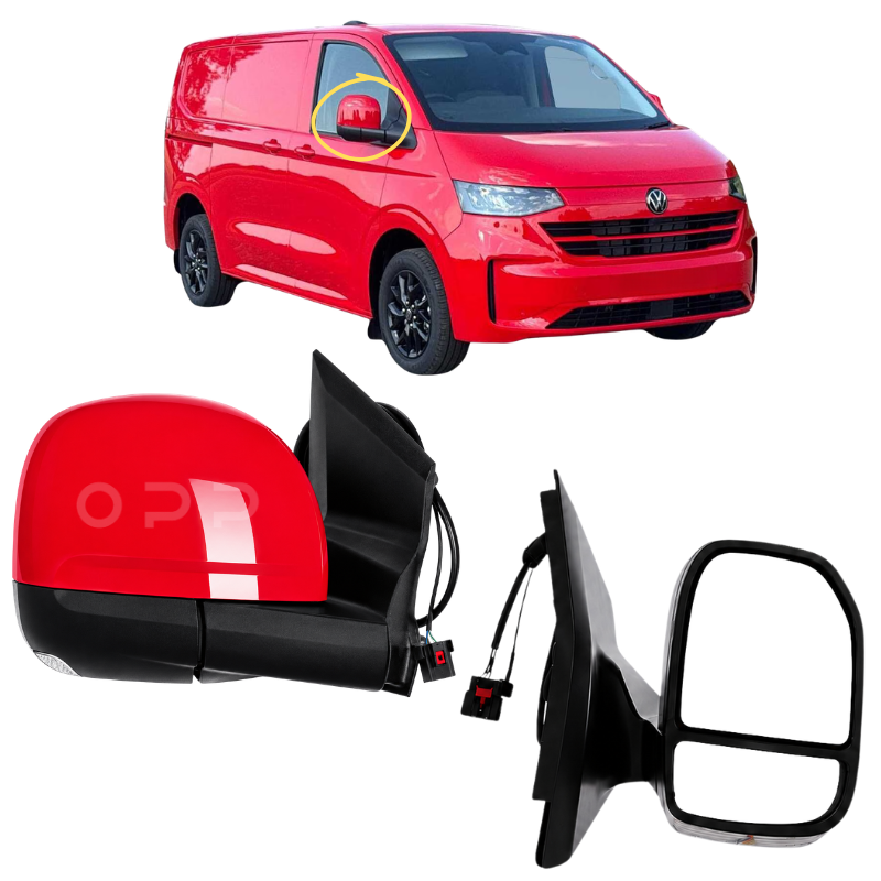 VW Transporter T7 2025- Door Wing Mirror Complete Painted Intensive Red Power-Fold