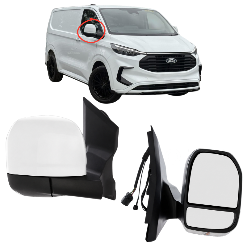 Ford Transit Custom 2023- Door Wing Mirror Complete Painted White Power-Fold
