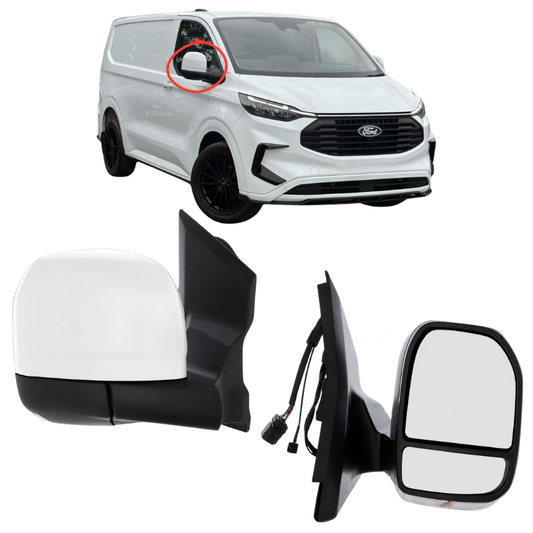 Ford Transit Custom 2023- Door Wing Mirror Complete Painted White Power-Fold