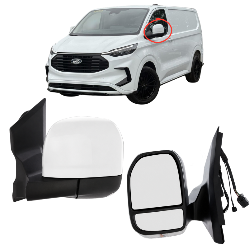 Ford Transit Custom 2023- Door Wing Mirror Complete Painted White Power-Fold