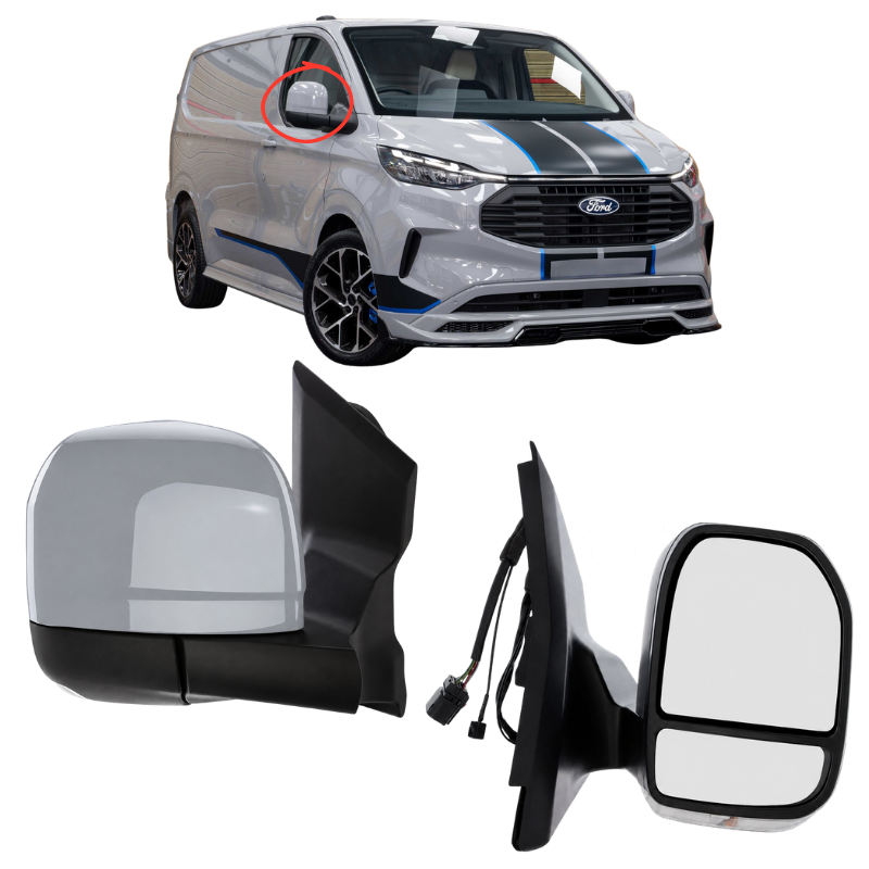 Ford Transit Custom 2023- Door Wing Mirror Complete Painted Grey Matter Power-Fold