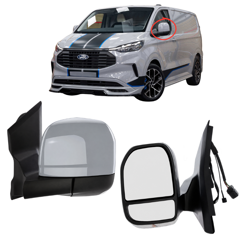Ford Transit Custom 2023- Door Wing Mirror Complete Painted Grey Matter Power-Fold