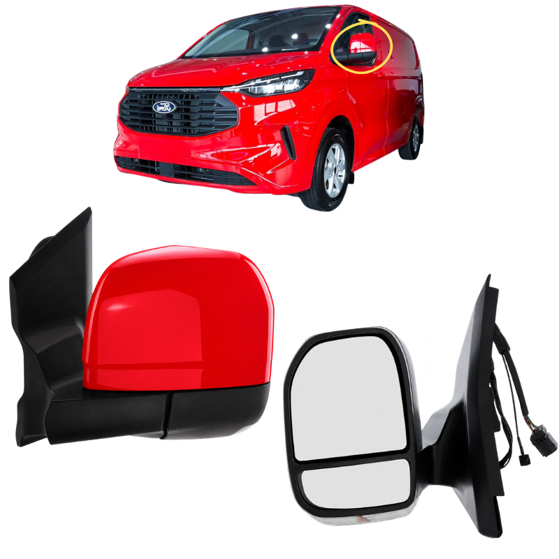 Ford Transit Custom 2023- Door Wing Mirror Complete Painted Race Red Power-Fold