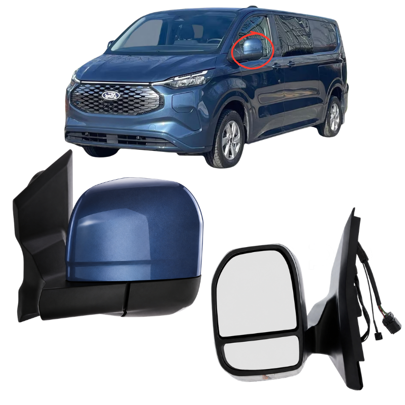 Ford Transit Custom 2023- Door Wing Mirror Complete Painted Blue Metallic Power-Fold