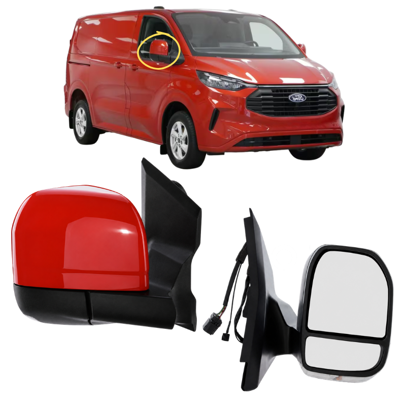 Ford Transit Custom 2023- Door Wing Mirror Complete Painted Artisan Red Power-Fold