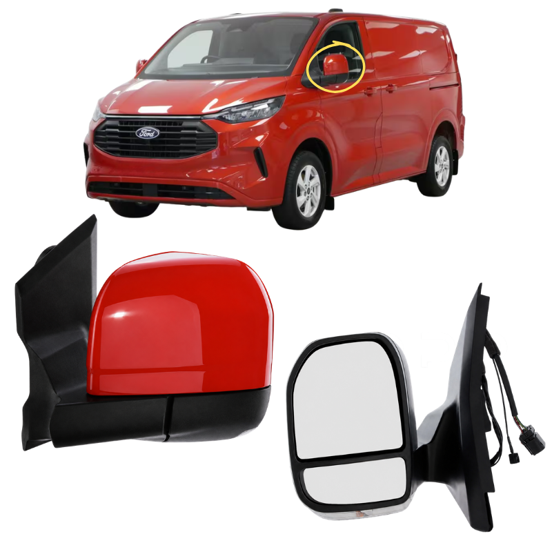 Ford Transit Custom 2023- Door Wing Mirror Complete Painted Artisan Red Power-Fold