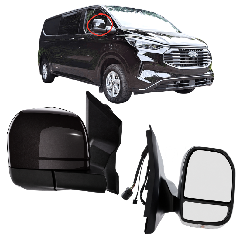 Ford Transit Custom 2023- Door Wing Mirror Complete Painted Agate Black Power-Fold