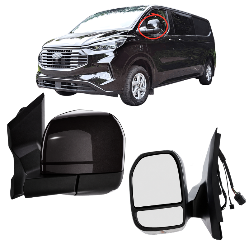 Ford Transit Custom 2023- Door Wing Mirror Complete Painted Agate Black Power-Fold