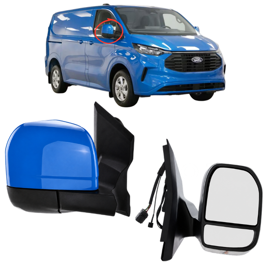 Ford Transit Custom 2023- Door Wing Mirror Complete Painted Digital Aqua Blue Power-Fold