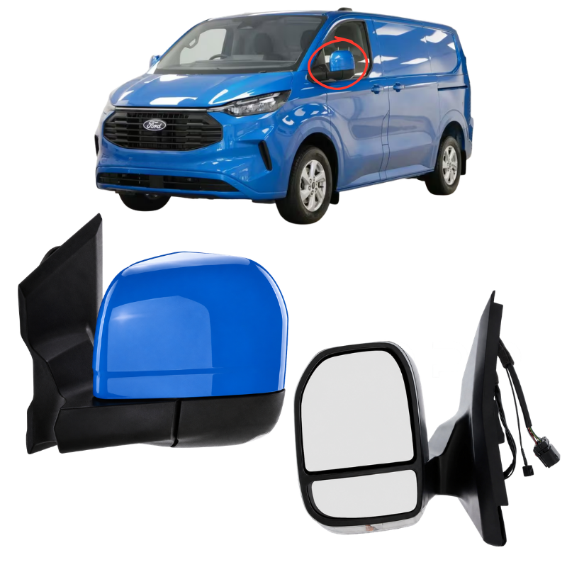 Ford Transit Custom 2023- Door Wing Mirror Complete Painted Digital Aqua Blue Power-Fold