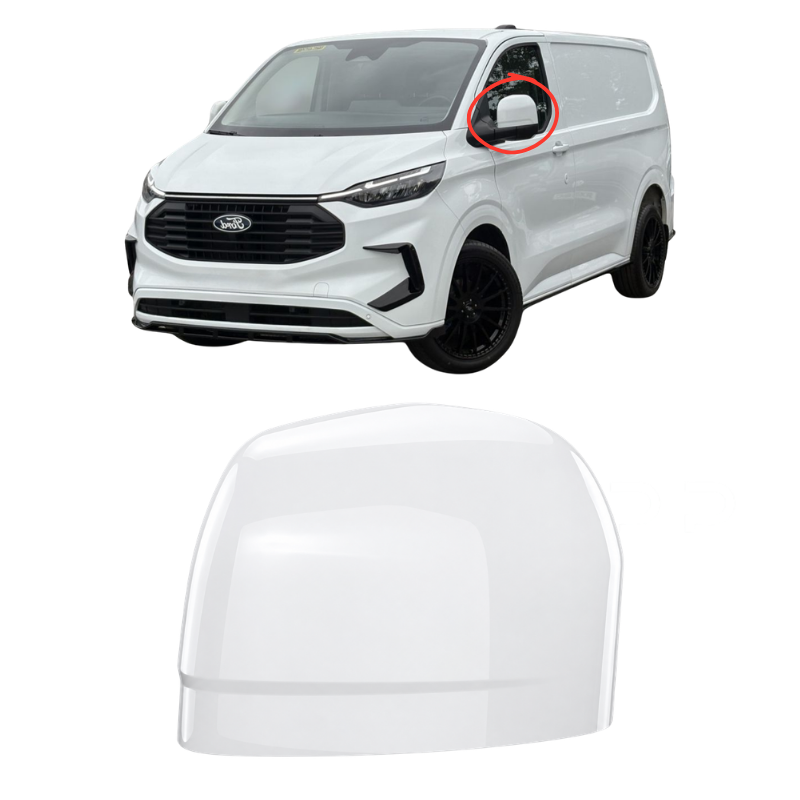 Ford Transit Custom 2023- Door Wing Mirror Cover Painted Frozen White