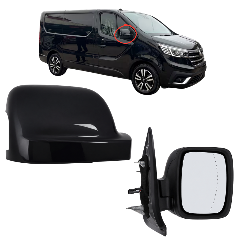 Renault Trafic 2021- Door Wing Mirror Electric Complete Painted Black