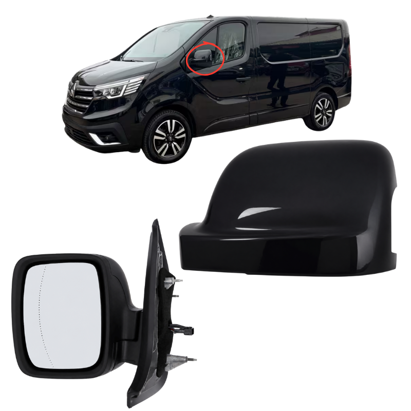 Renault Trafic 2021- Door Wing Mirror Electric Complete Painted Black