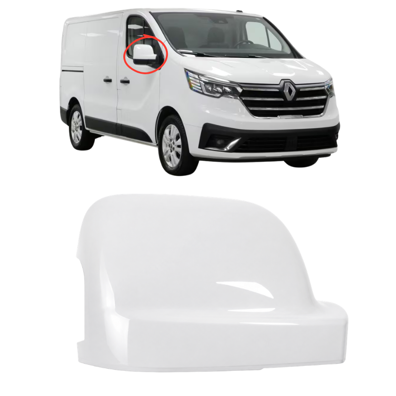 Renault Trafic 2021- Door Wing Mirror Cover Painted Glacier White