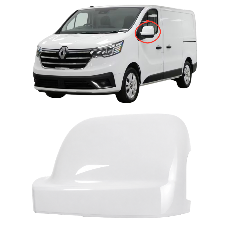 Renault Trafic 2021- Door Wing Mirror Cover Painted Glacier White