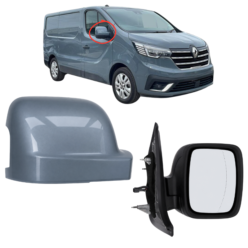 Renault Trafic 2021- Door Wing Mirror Electric Complete Painted Urban Grey