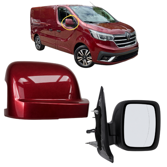 Renault Trafic 2021- Door Wing Mirror Electric Complete Painted Carmin Red