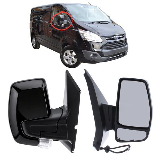 Ford Transit Custom 2012-2019 Door Wing Mirror Complete Painted Gloss Black Electric