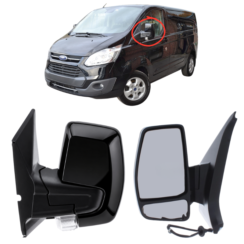 Ford Transit Custom 2012-2019 Door Wing Mirror Complete Painted Gloss Black Electric