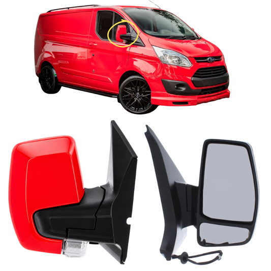 Ford Transit Custom 2012-2019 Door Wing Mirror Complete Painted Race Red Electric