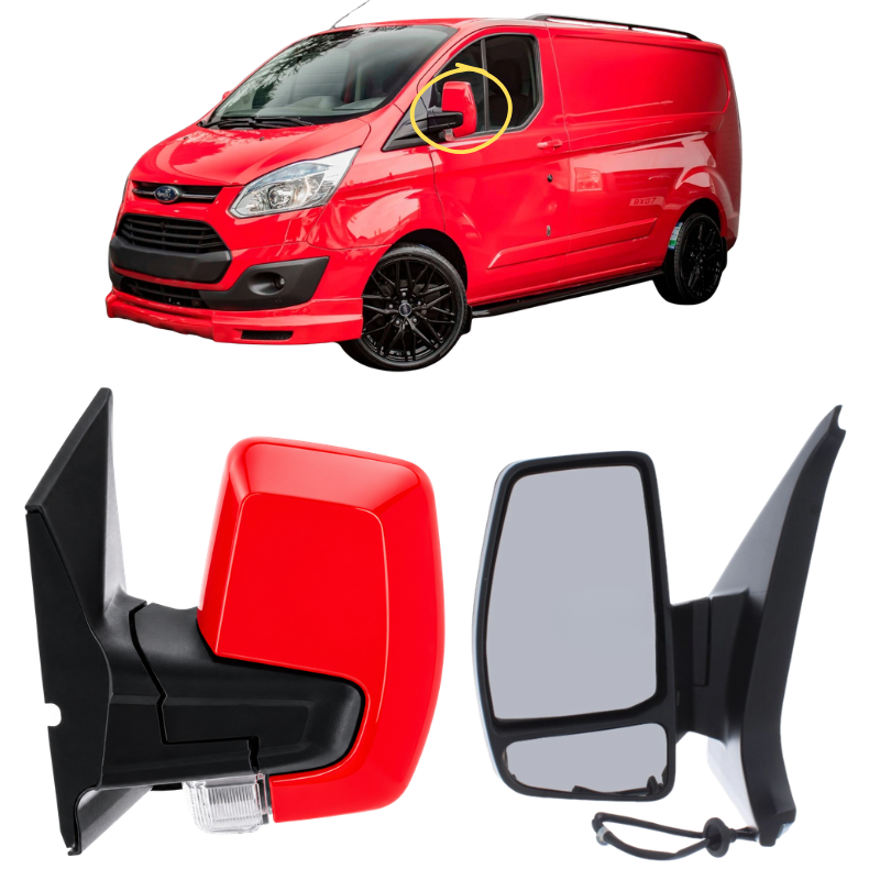 Ford Transit Custom 2012-2019 Door Wing Mirror Complete Painted Race Red Electric