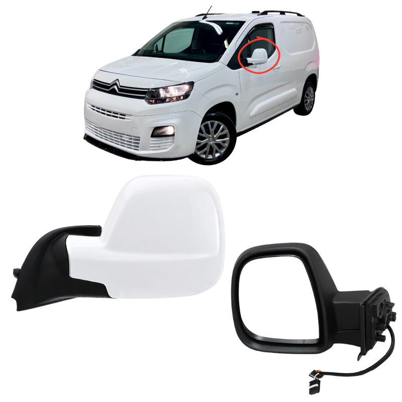 Citroen Berlingo 2018-2024 Door Wing Mirror Complete Painted White Electric