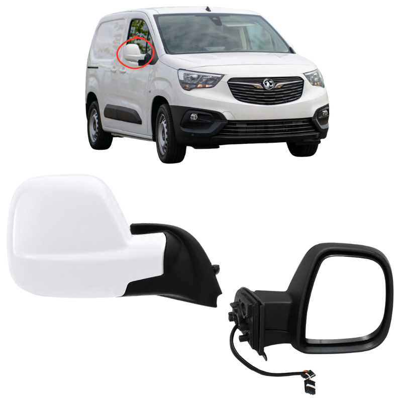 Vauxhall Combo 2018-2024 Door Wing Mirror Complete Painted White Electric