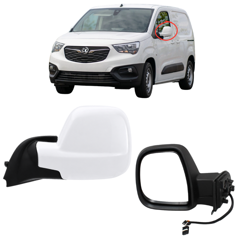 Vauxhall Combo 2018-2024 Door Wing Mirror Complete Painted White Electric