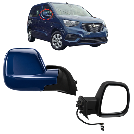 Vauxhall Combo Life 2018-2022 Door Wing Mirror Complete Painted Night Blue Metallic Electric