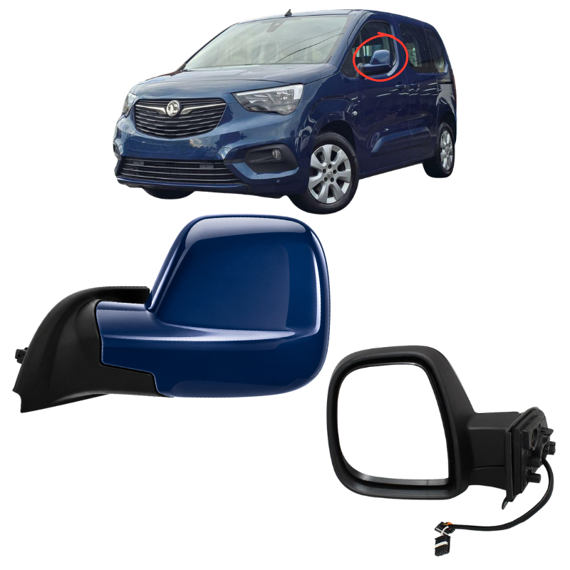 Vauxhall Combo Life 2018-2022 Door Wing Mirror Complete Painted Night Blue Metallic Electric