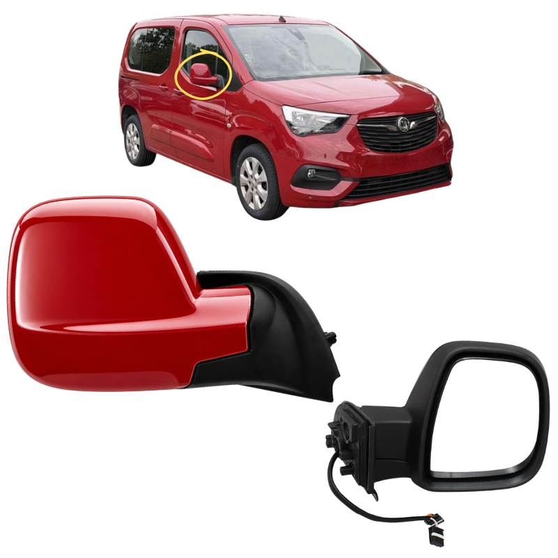 Vauxhall Combo Life 2018-2022 Door Wing Mirror Complete Painted Ruby Red Electric