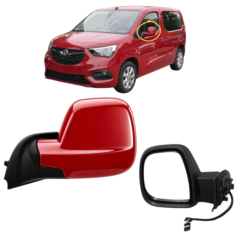 Vauxhall Combo Life 2018-2022 Door Wing Mirror Complete Painted Ruby Red Electric