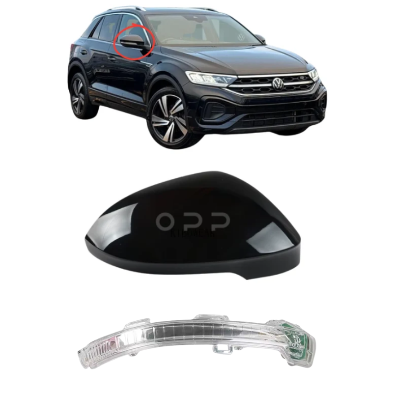 VW T-Roc 2022- Door Wing Mirror Cover & Indicator Painted Deep Black Pearl LC9X