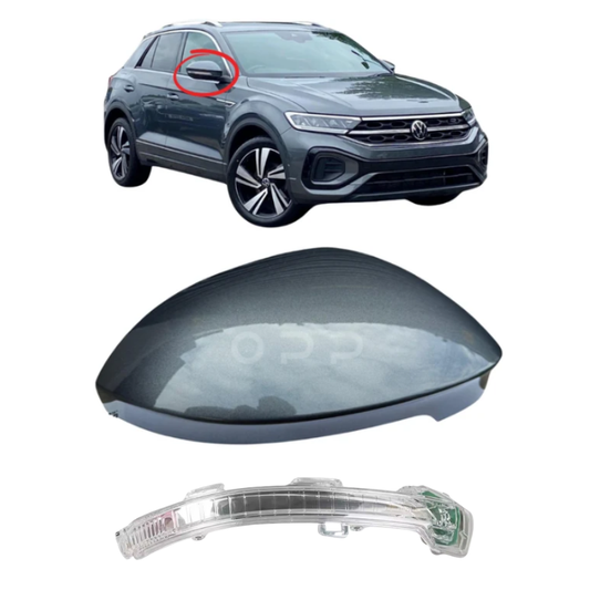 VW T-Roc 2022- Door Wing Mirror Cover & Indicator Painted Indium Grey LR7H