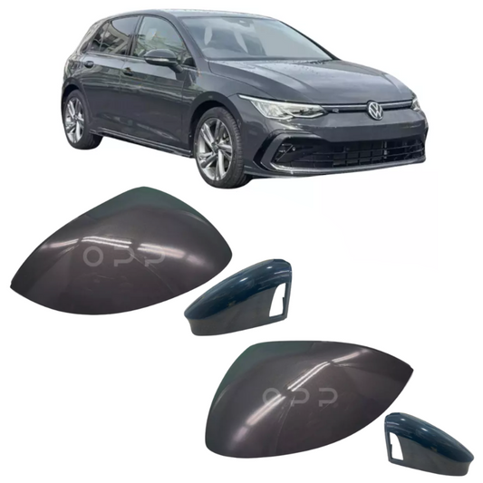 VW Golf MK8 2020- Door Wing Mirror Cover Painted Urano Grey L17F Lane Assist