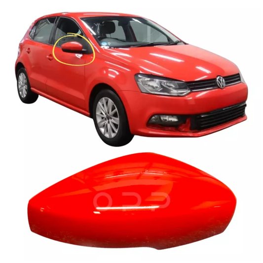 VW Polo 2009-2017 Door Wing Mirror Cover Painted Tornado Red