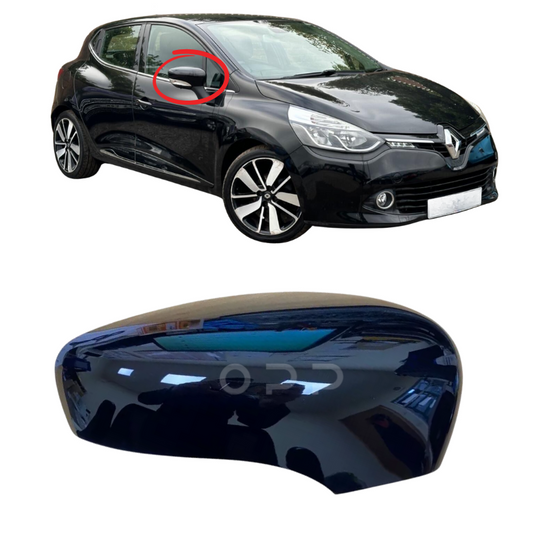 Renault Clio 2012-2020 Door Wing Mirror Cover Painted Gloss Black