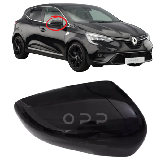 Renault Clio 2019-2024 Door Wing Mirror Cover Painted Black