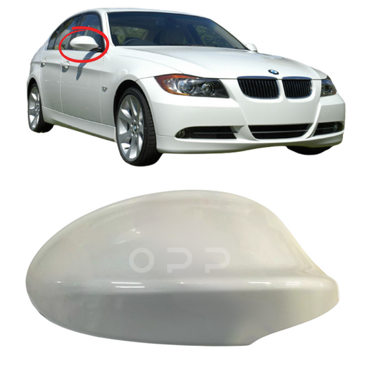 BMW 3 Series E90 E91 2005-2008 Door Wing Mirror Cover Painted Alpine White 300